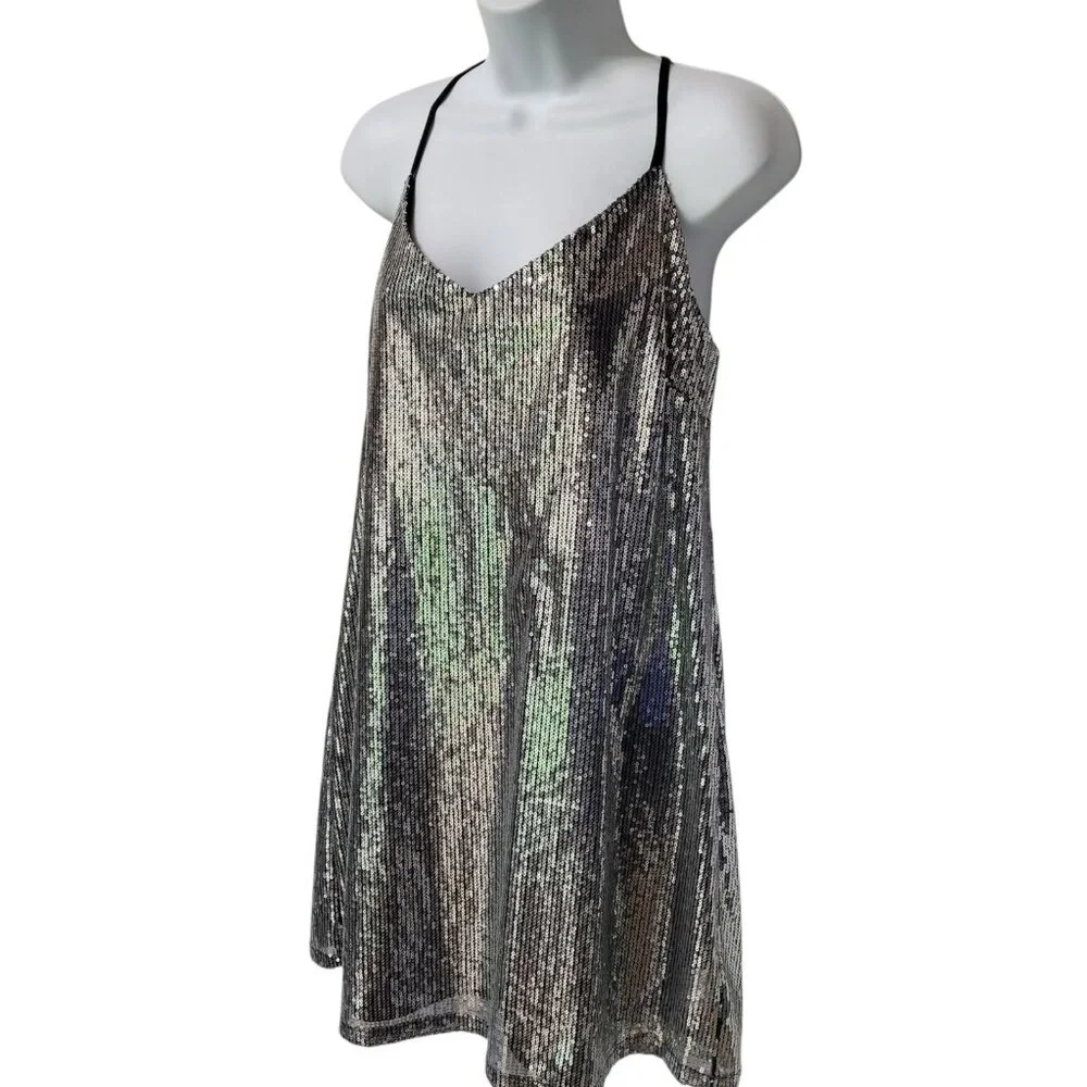 Wild Fable Sequin sleeveless mini party dress L Bling Sparkly Swiftie Y2K - Picture 2 of 12